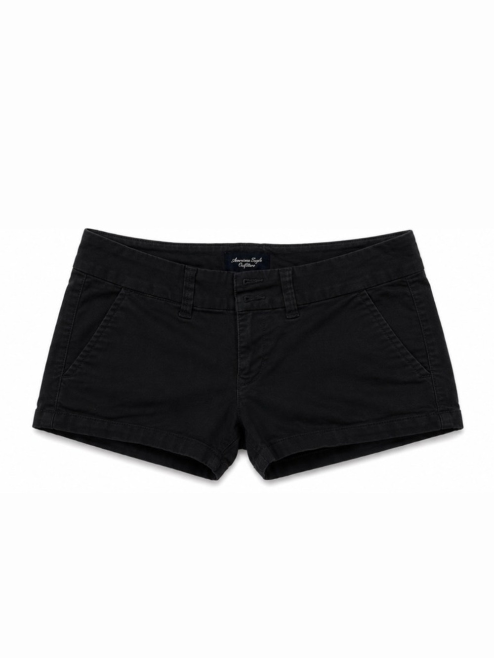 Y2K Vintage American Eagle Black Super Low Rise Micro Shorts | Size 2